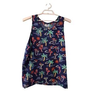 Chubbies Navy Tropical Print Tank Top